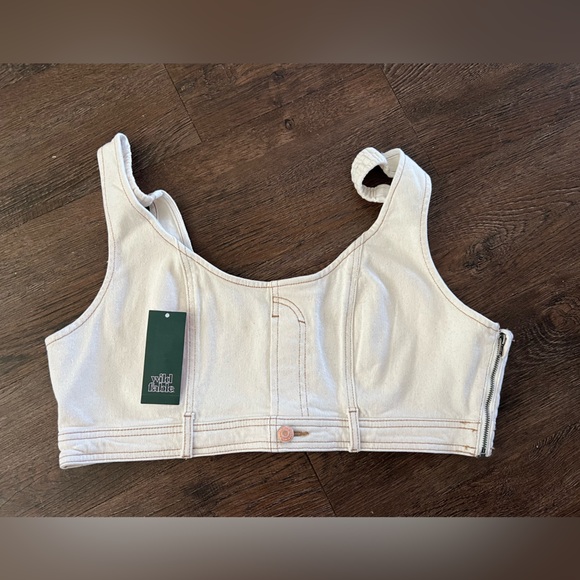 NWT Wild Fable Women's Scoop Neck Reworked Denim
Tiny Vest - Cream XL.  Target - Picture 2 of 9